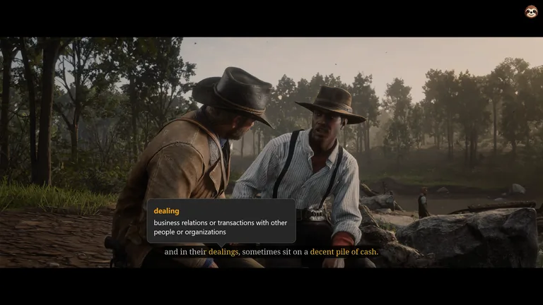 Termy explains the word dealing over an English Red Dead Redemption 2 subtitle