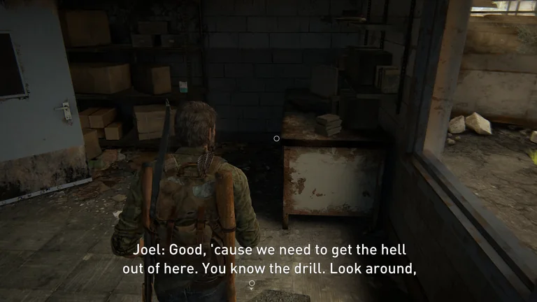 Joel says Good, ’cause we need to get the hell out of here, followed by You know the drill