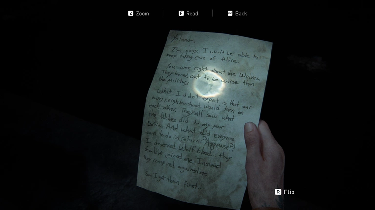 A handwritten note is held up for reading