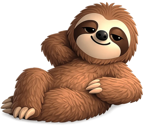 Relaxed sloth mascot