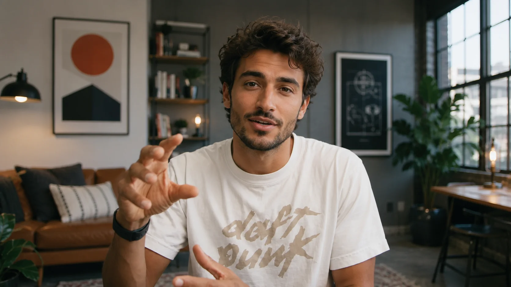 Man speaking in a language-learning video
